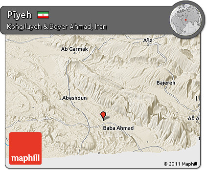 Shaded Relief Panoramic Map of Pīyeh