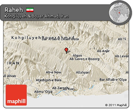 Shaded Relief Panoramic Map of Raheh