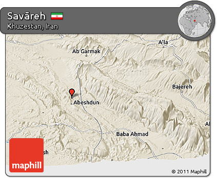 Shaded Relief Panoramic Map of Savāreh