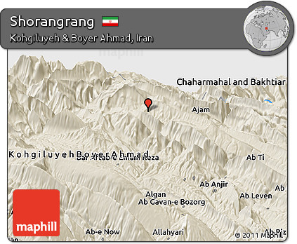 Shaded Relief Panoramic Map of Shorangrang