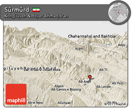 Shaded Relief Panoramic Map of Sūrmūrd