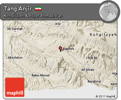 Shaded Relief Panoramic Map of Tang Anjīr