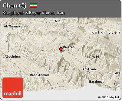 Shaded Relief Panoramic Map of Chamtāj