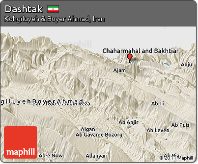 Shaded Relief Panoramic Map of Dashtak
