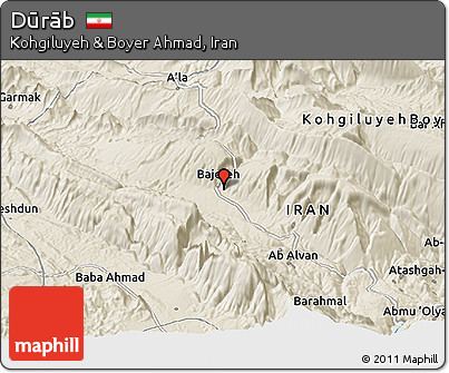 Shaded Relief Panoramic Map of Dūrāb