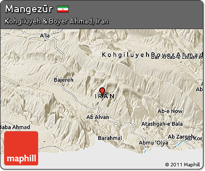 Shaded Relief Panoramic Map of Mangezūr