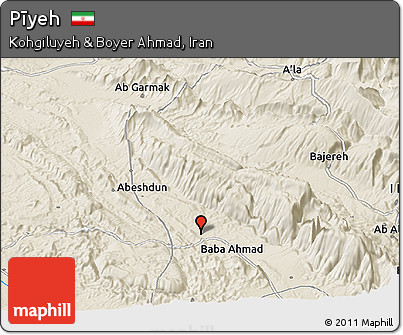 Shaded Relief Panoramic Map of Pīyeh