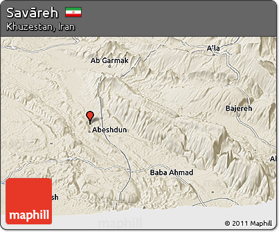 Shaded Relief Panoramic Map of Savāreh