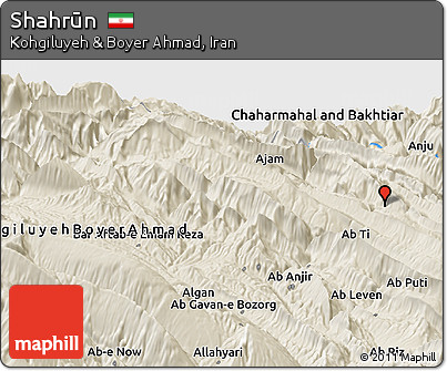 Shaded Relief Panoramic Map of Shahrūn