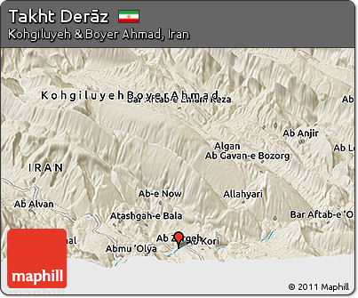 Shaded Relief Panoramic Map of Takht Derāz