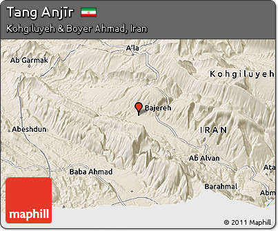 Shaded Relief Panoramic Map of Tang Anjīr