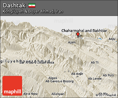 Shaded Relief Panoramic Map of Dashtak
