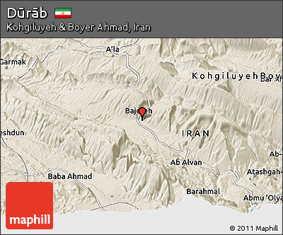 Shaded Relief Panoramic Map of Dūrāb