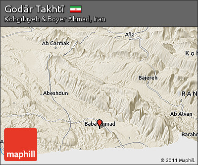 Shaded Relief Panoramic Map of Godār Takhtī