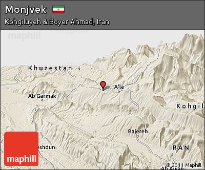 Shaded Relief Panoramic Map of Monjvek