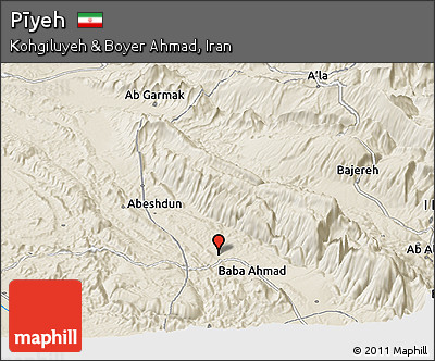 Shaded Relief Panoramic Map of Pīyeh