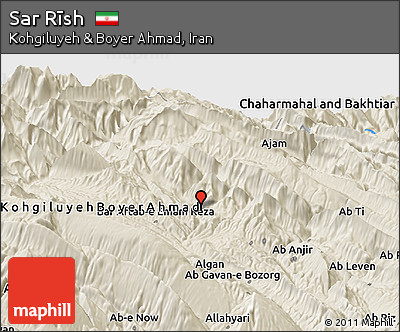 Shaded Relief Panoramic Map of Sar Rīsh