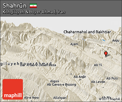 Shaded Relief Panoramic Map of Shahrūn