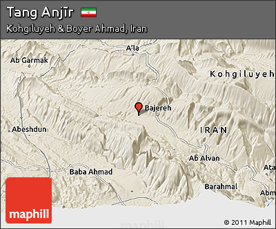 Shaded Relief Panoramic Map of Tang Anjīr