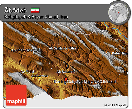 Physical 3D Map of Ābādeh