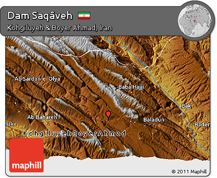 Physical 3D Map of Dam Saqāveh
