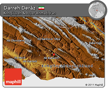 Physical 3D Map of Darreh Derāz