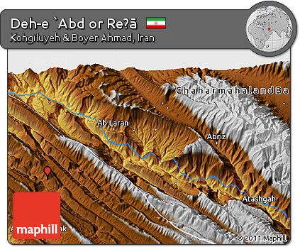 Physical 3D Map of Deh-e `Abd Or Reẕā