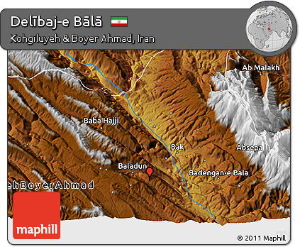 Physical 3D Map of Delībaj-e Bālā
