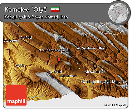 Physical 3D Map of Kamak-e `Olyā
