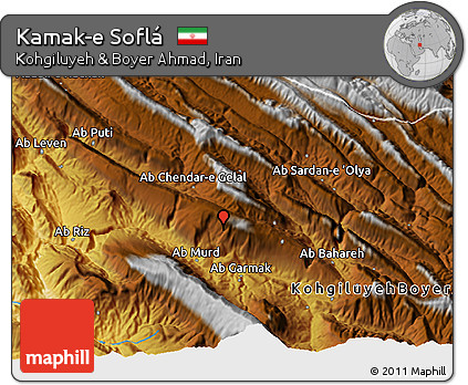 Physical 3D Map of Kamak-e Soflá