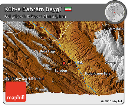 Physical 3D Map of Kūh-e Bahrām Beygī