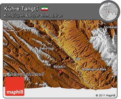 Physical 3D Map of Kūh-e Tangtī