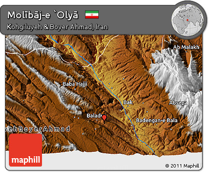 Physical 3D Map of Molībāj-e `Olyā