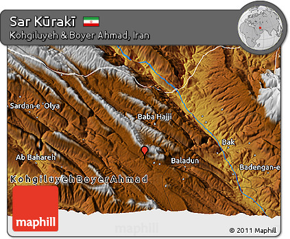 Physical 3D Map of Sar Kūrakī