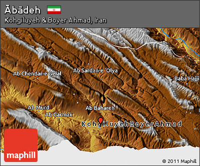 Physical 3D Map of Ābādeh