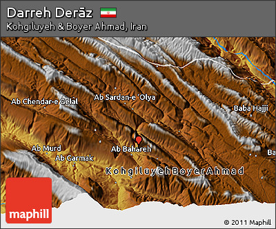Physical 3D Map of Darreh Derāz