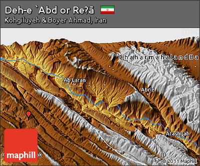 Physical 3D Map of Deh-e `Abd Or Reẕā