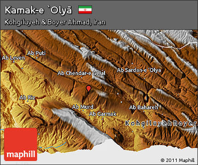 Physical 3D Map of Kamak-e `Olyā