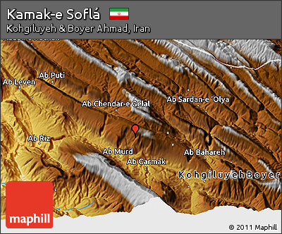 Physical 3D Map of Kamak-e Soflá