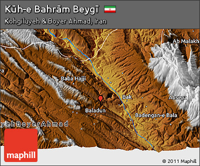 Physical 3D Map of Kūh-e Bahrām Beygī