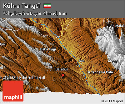 Physical 3D Map of Kūh-e Tangtī