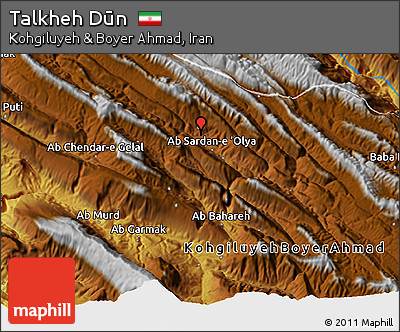 Physical 3D Map of Talkheh Dūn
