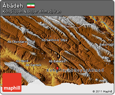 Physical 3D Map of Ābādeh