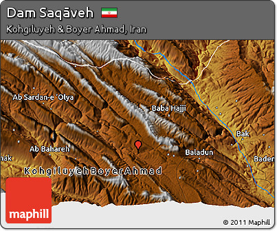 Physical 3D Map of Dam Saqāveh