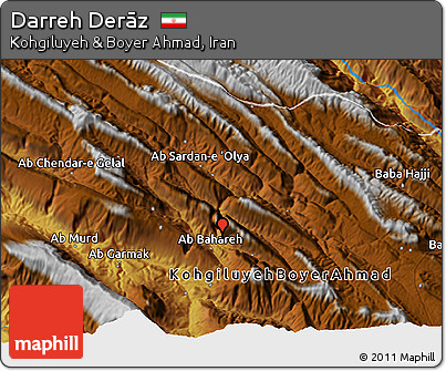 Physical 3D Map of Darreh Derāz