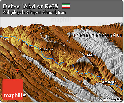 Physical 3D Map of Deh-e `Abd Or Reẕā