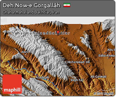 Physical 3D Map of Deh Now-e Gorgallāh