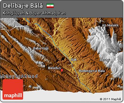 Physical 3D Map of Delībaj-e Bālā