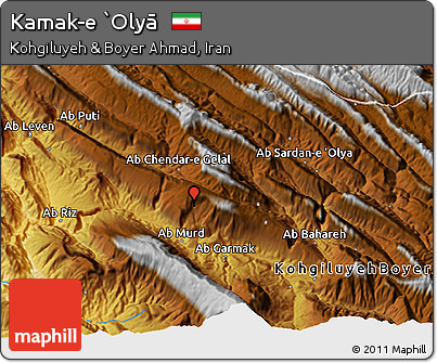 Physical 3D Map of Kamak-e `Olyā