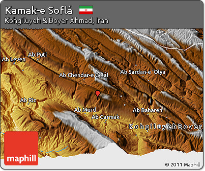 Physical 3D Map of Kamak-e Soflá